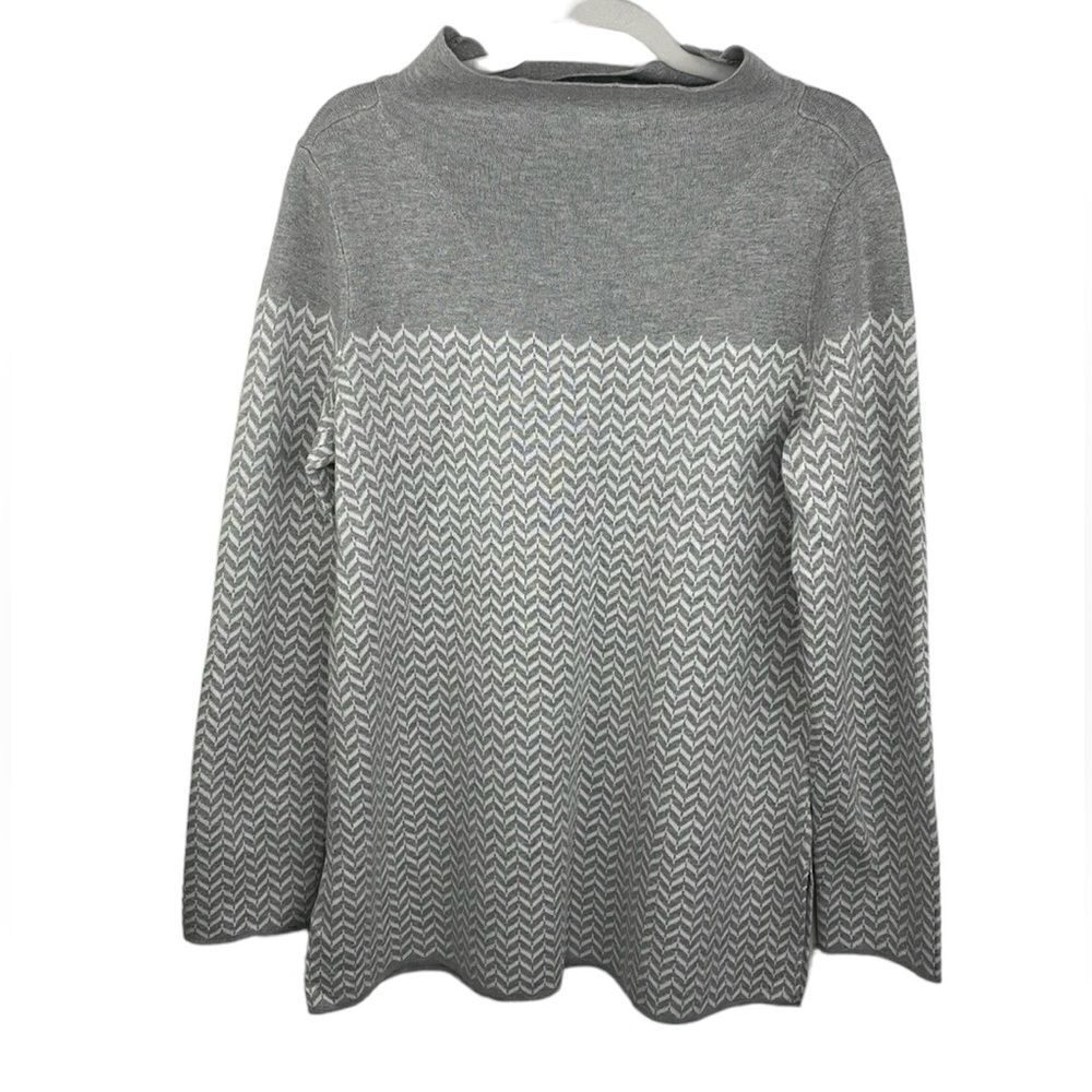 Aspen Cowl Neck Sweater Grey Chevron Cotton blend  size Large